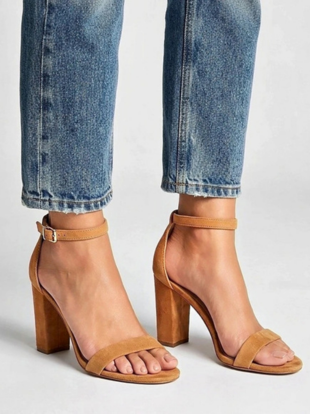 ALDO Adare Brown Suede Block Heel Ankle Strap Sandals Open Toe US 8